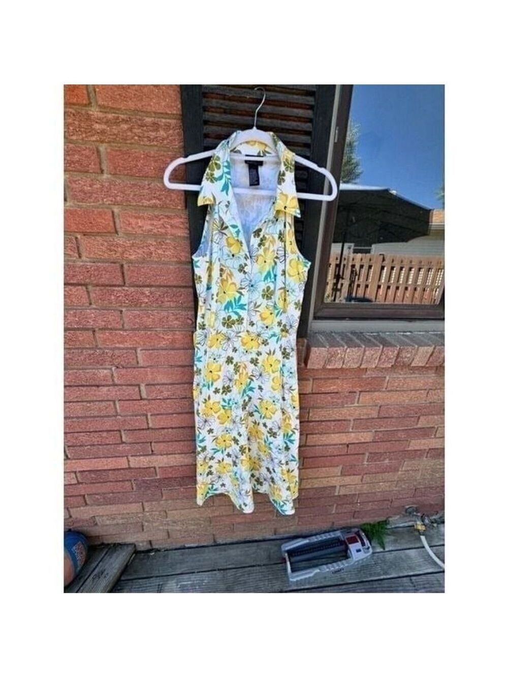 Sunny summer dress white yellow blue green 13 14 Macy's - Picture 6 of 11